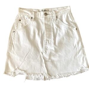 FREE PEOPLE White Denim Mini Skirt